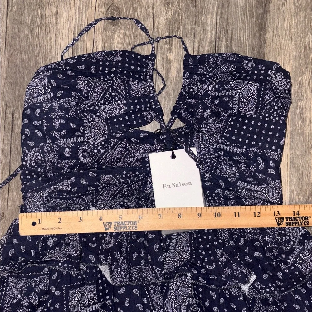 TUCKERNUCK EN Saison Navy White Daytona Midi Dress NWT Size Large - Picture 12 of 14